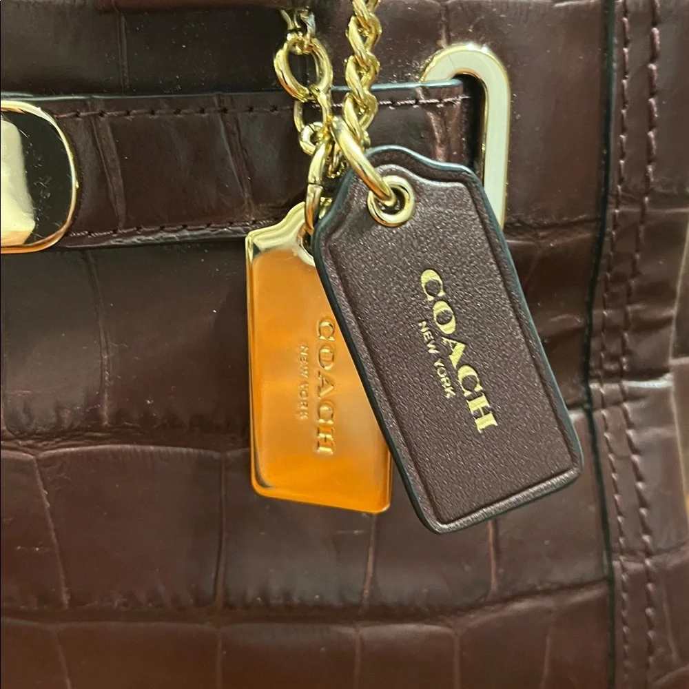 Coach Swagger 27 Croc embossed leather crossbody satchel #E1677 37493 - Picture 4 of 14